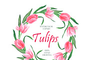 Pink tulips watercolor set. Flowers, an Illustration by SabinaWatercolorArt (Thumbnail 9 of 14)