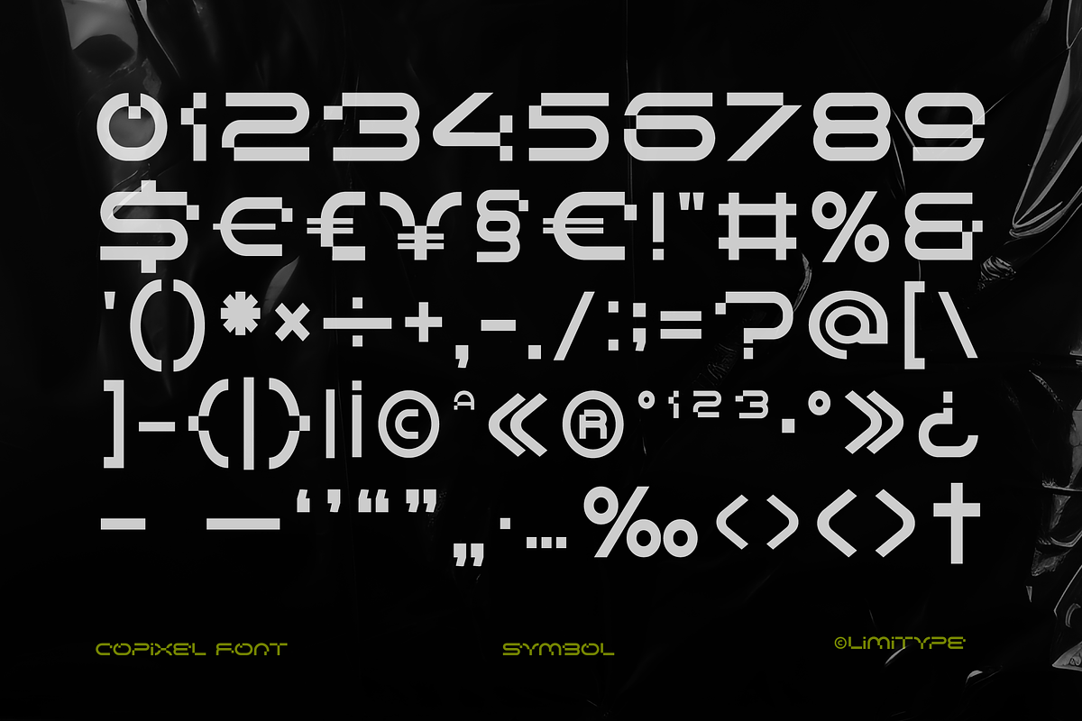 Copixel - Futuristic Font, a Sans Serif Font by limitype (Photo 9 of 11)