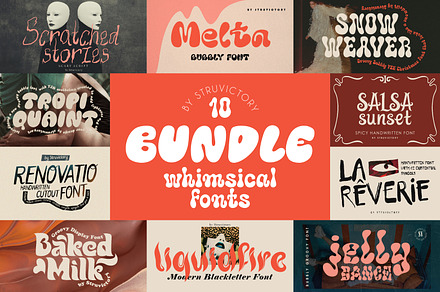 Whimsical Font Bundle 10 in 1, a Handwritten Font by Struvictory.art