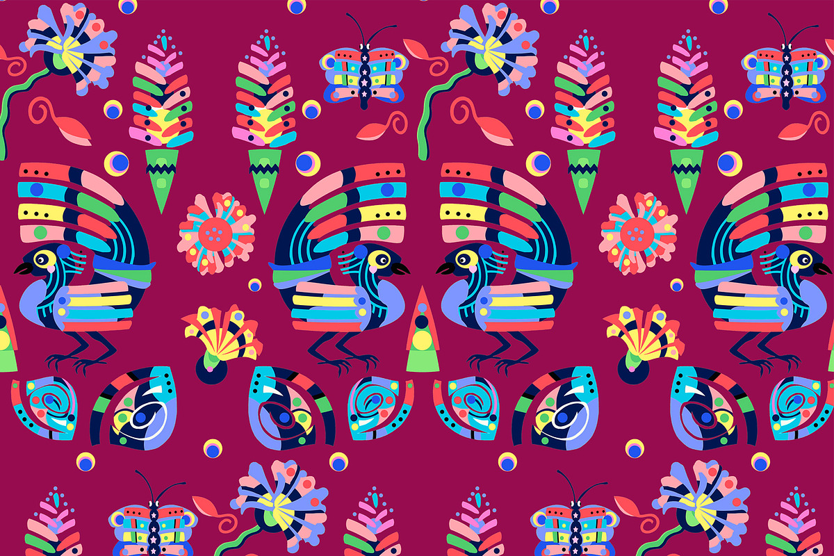 Birds Butterflies and Floral Colorfu, a Pattern Graphic by Sharon Schwalbe