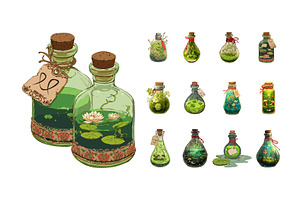 Potion bottle cartoon vector set, a Food Illustration by Onyx