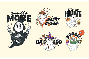 Hippie Halloween groovy characters, a Seasonal Illustration by Buch&Bee