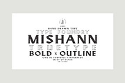 MISHANN TrueType - BOLD & OUTLINE, a Font by west_of_death (Thumbnail 1 of 8)