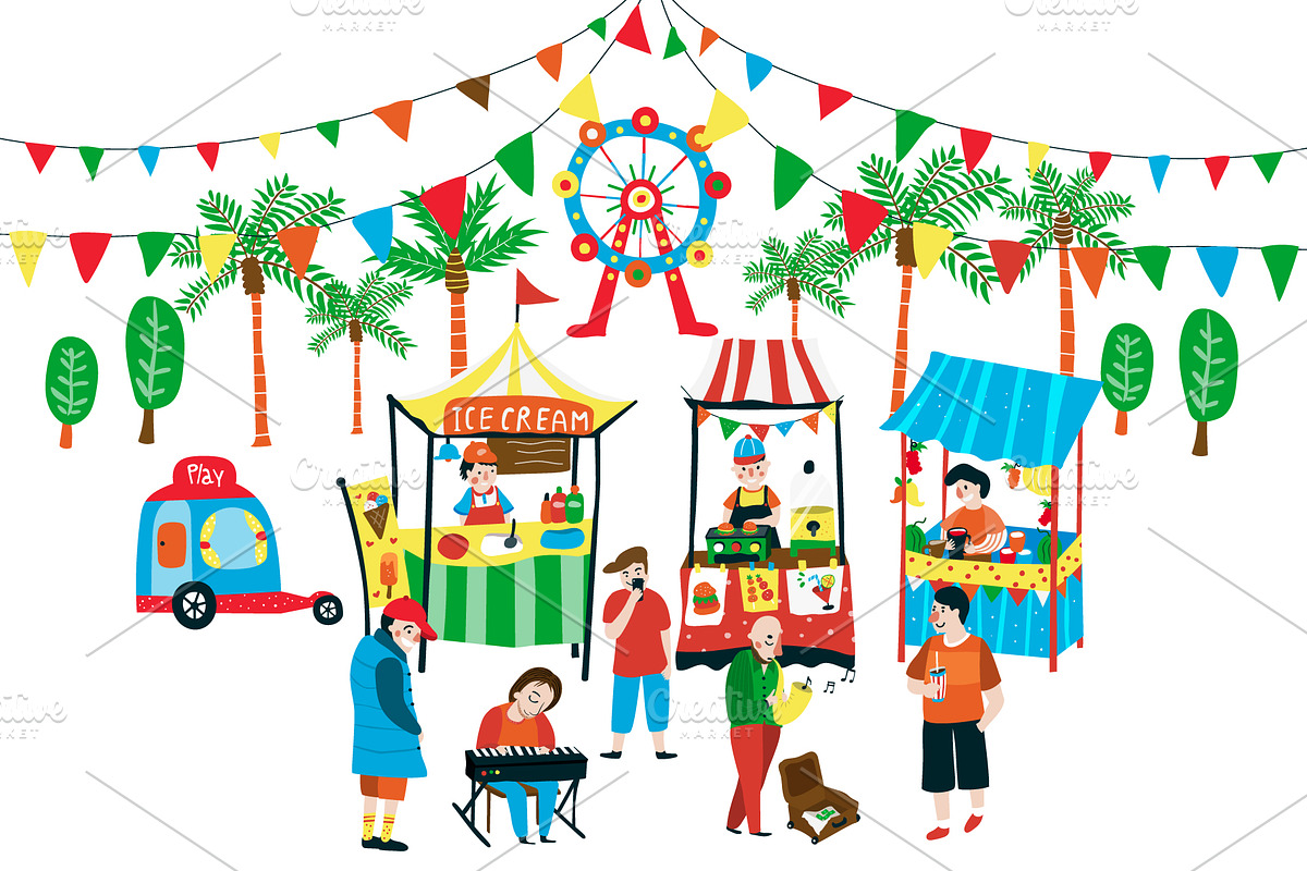 Colorful Doodle Weekend Market, a Food Illustration by Wanwiss (Photo 1 of 3)