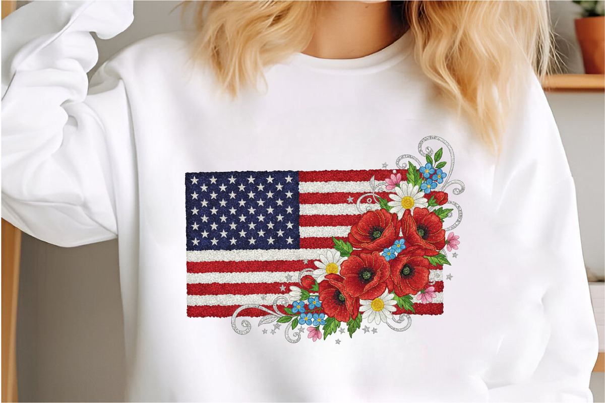 Faux Yarn American Flag Flower Png, an Illustration by Designking (Photo 3 of 6)