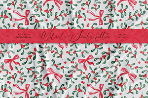 Christmas Mistletoe Seamless Pattern