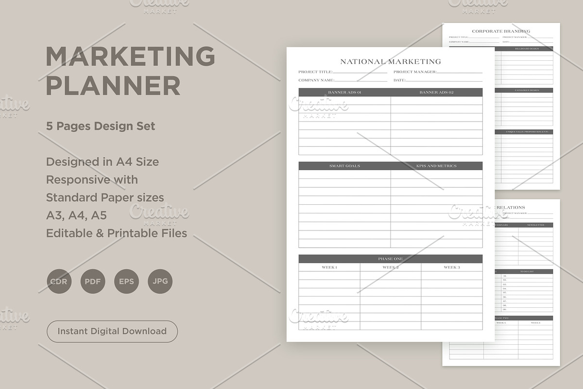 Marketing Planning Pages Set V-13, a Stationery Template by shahsoft (Photo 1 of 3)