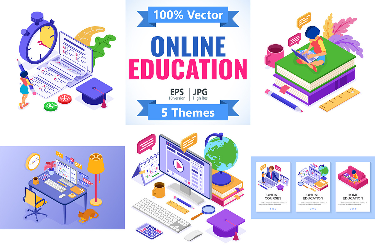 Online Distance Education from Home, an Education Illustration by TAlex (Photo 1 of 6)