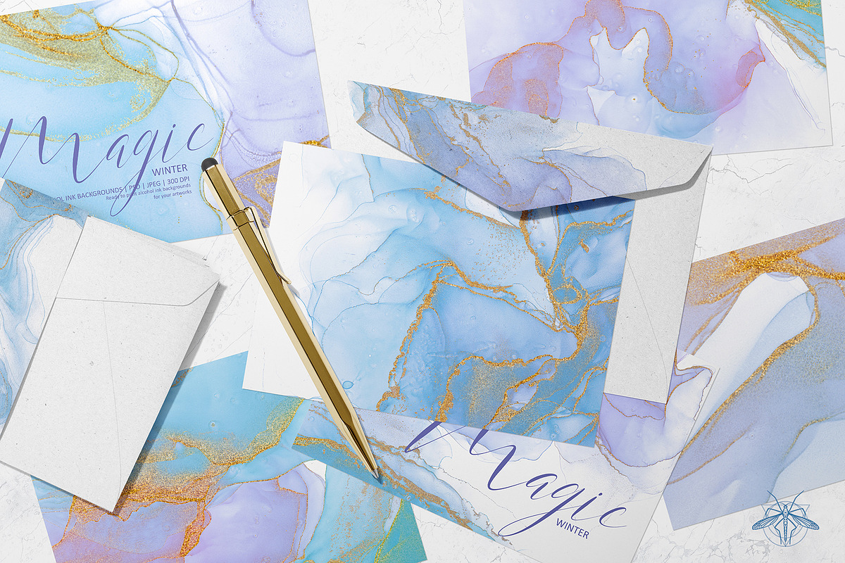 MAGIC WINTER | Ink backgrounds set, a Decorative Illustration by Tanya Vollar (Photo 9 of 12)