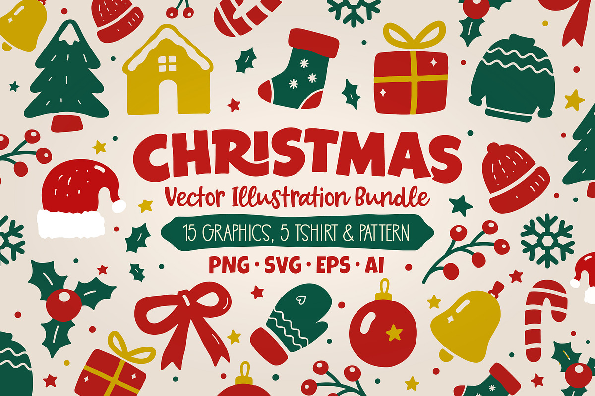 Christmas Folk Illustration Bundle, an Object Graphic by ashek (Photo 1 of 8)