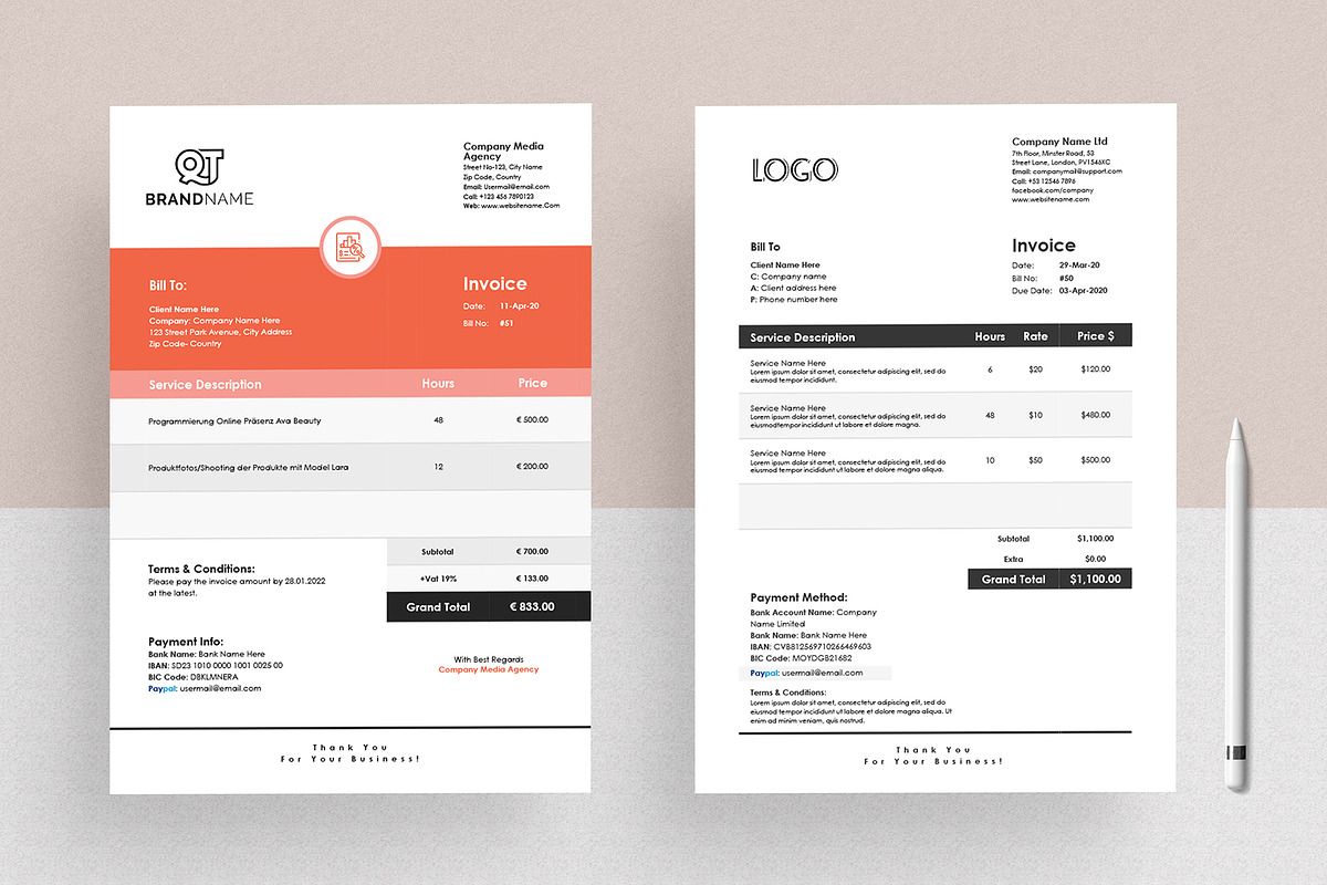 Invoice Template Google Docs Word, a Stationery Template by Tbunny (Photo 4 of 12)