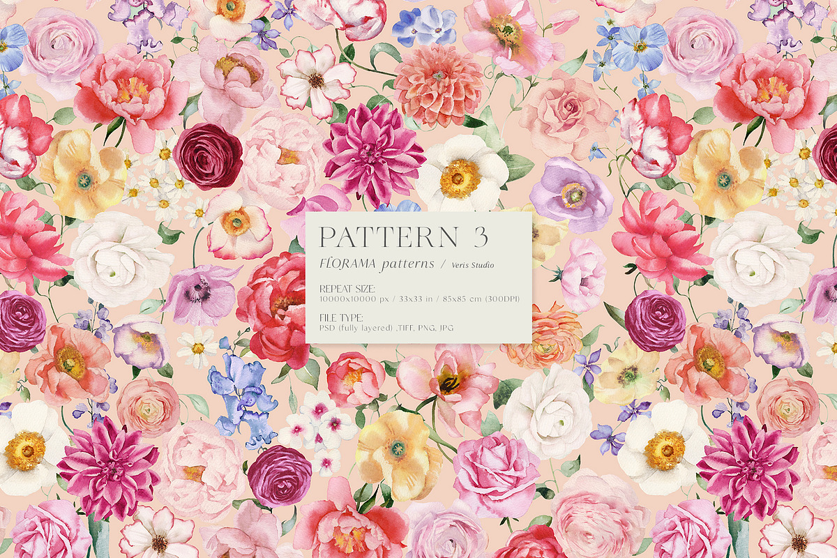 FLORAMA 6 Floral Seamless Patterns, a Pattern Graphic by Veris Studio (Photo 13 of 34)