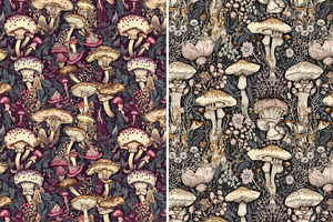 Seamless Patterns Magic Mushrooms