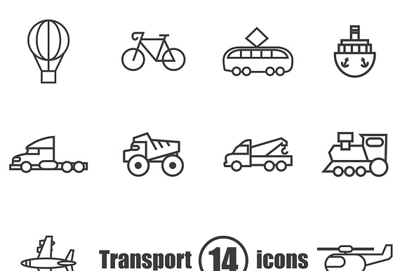 Transport Set Of 14 Icons