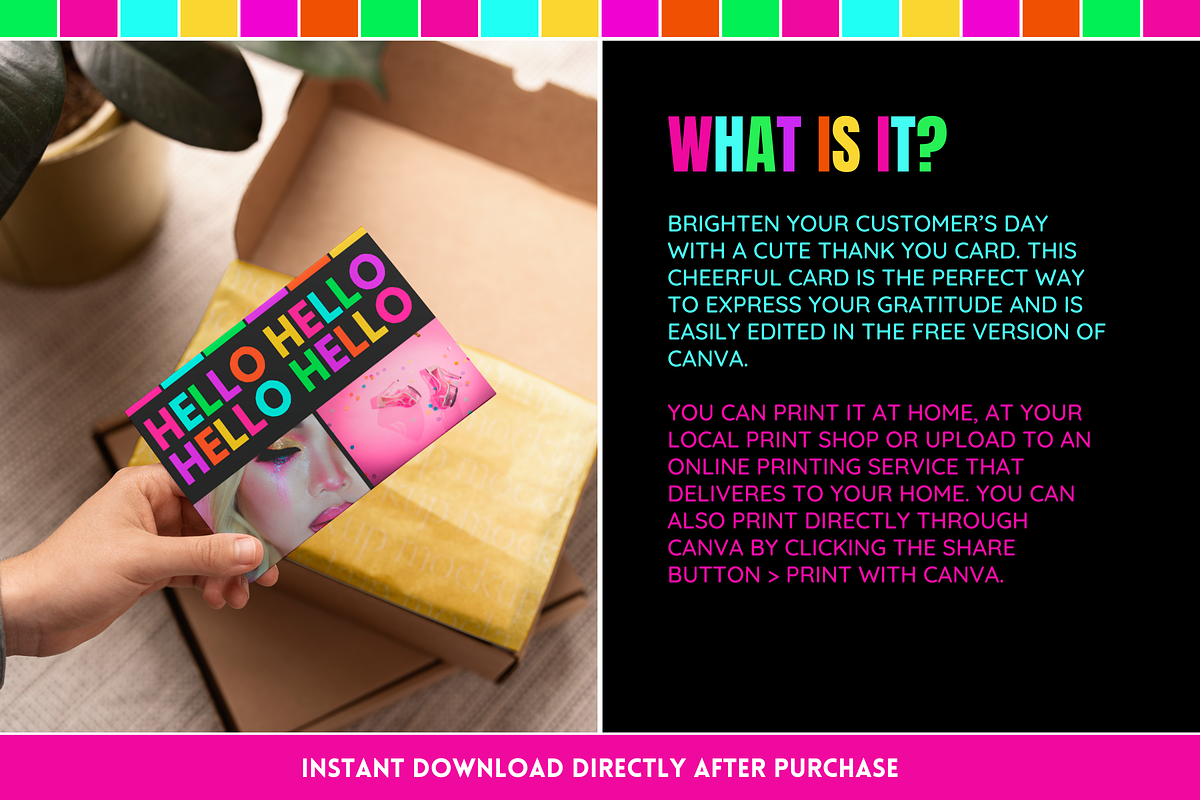 Neon Thank You Card - Edit in Canva, a Business Card Template by SunshineStudioBoutique (Photo 2 of 10)