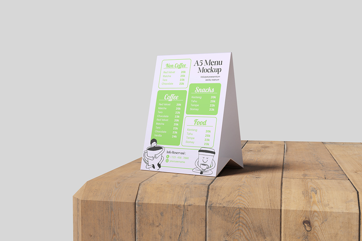 Standing Menu Mockup, an Advertising Mockup by ianmikraz (Photo 3 of 5)
