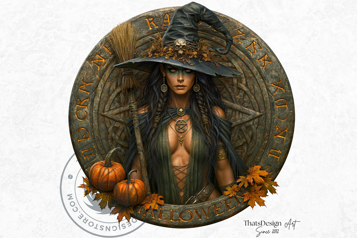 Halloween Witches Medaillons, a Seasonal Illustration by ThatsDesignArt (Photo 7 of 16)