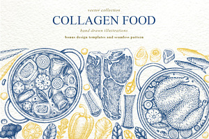 Collagen Diet Vector Collection, a Food Illustration by Lubov Illustrations Shop