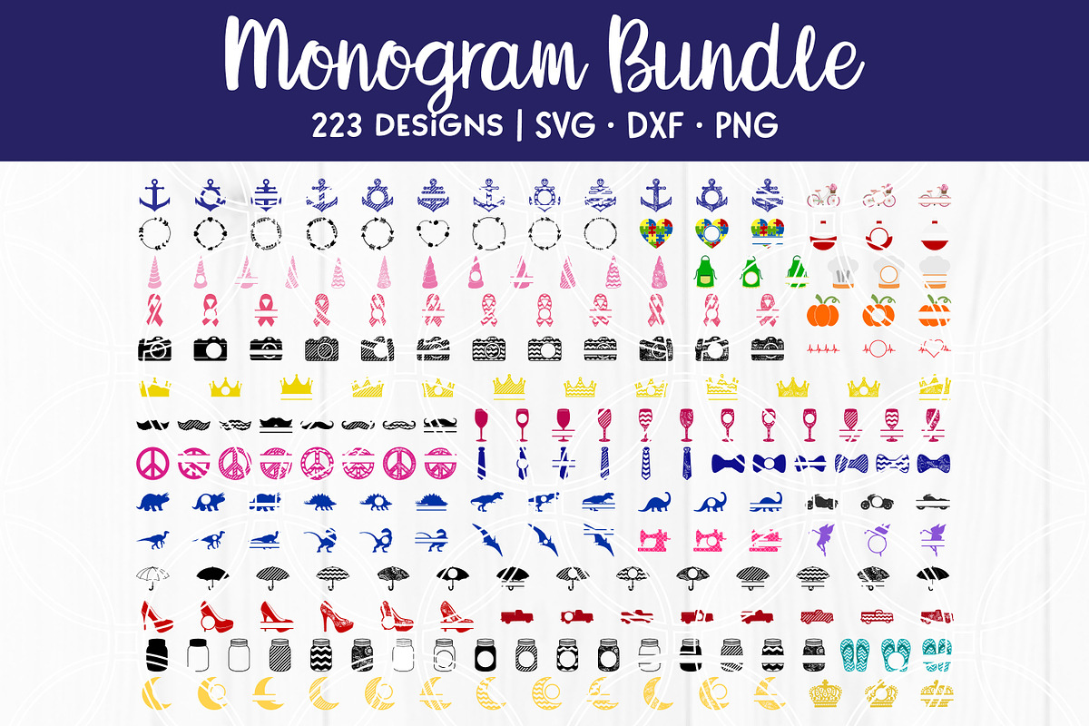 Monogram SVG Cut File Bundle, an Illustration by SavanasDesign (Photo 1 of 9)