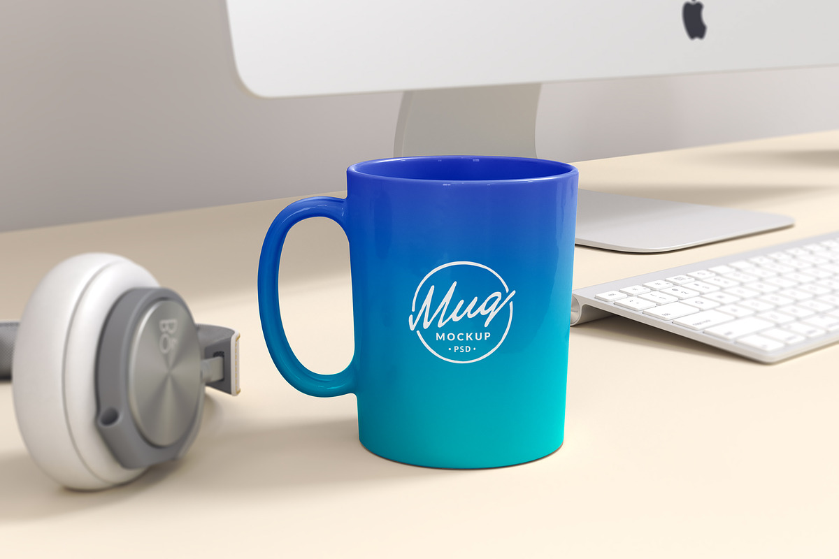 Coffee Mug Mockup on Workspace, a Cups & Container Mockup by Designrepos (Photo 2 of 4)