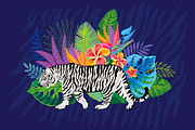 White Tiger in Tropical vector, an Animal Illustration by Iraida_Bearlala (Thumbnail 6 of 10)