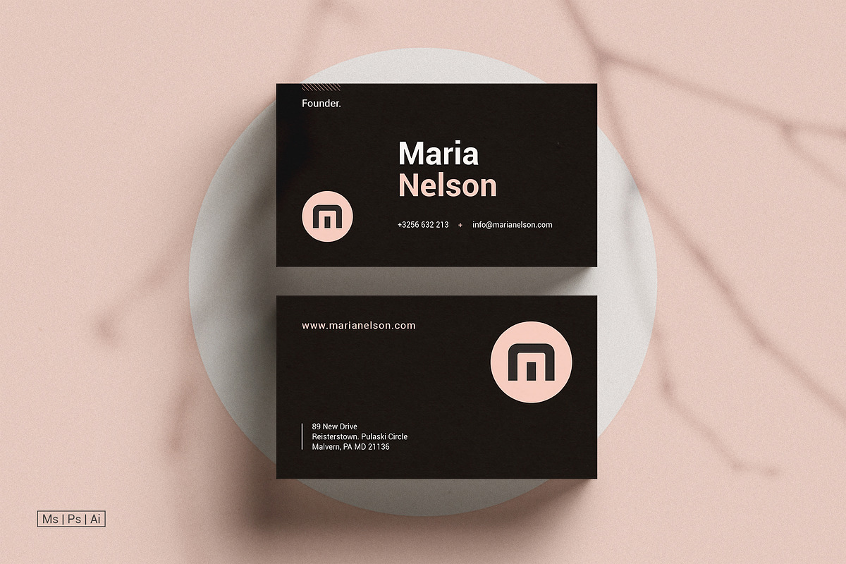 Modern Business Card | Ms word, a Business Card Template by AyshaCanvas (Photo 1 of 4)