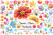 Summer Flower Watercolor, a Seasonal Illustration by Sense Library (Thumbnail 1 of 18)