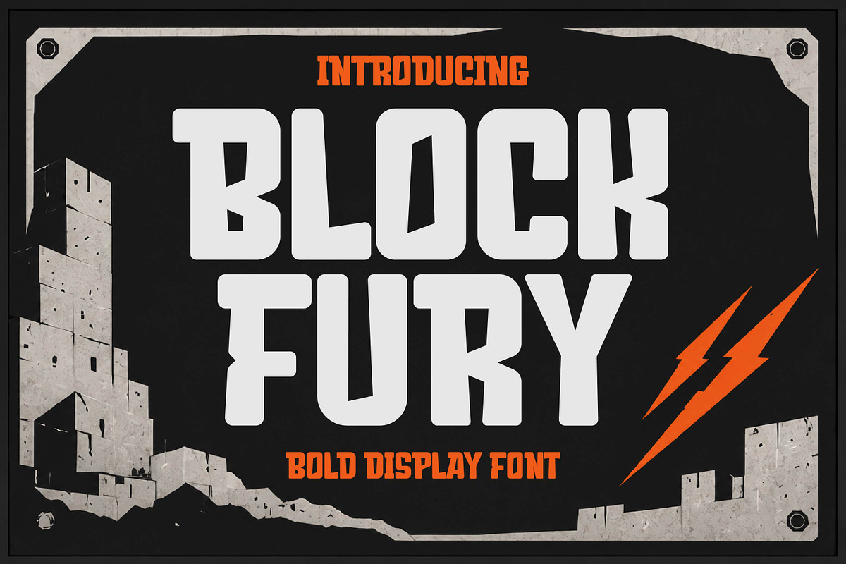 Block Fury - Bold Display Font, a Sans Serif Font by Gumrega Studio (Photo 1 of 8)