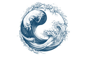 Elegant Wave Tattoo Sketch Design, an Illustration by BazziBa♥