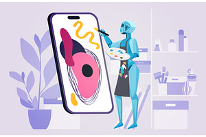 Art content generator mobile app, a Technology Illustration by Lemberg Vector