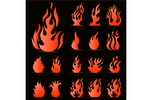 Flame icons set, an Illustration by piter.goskov