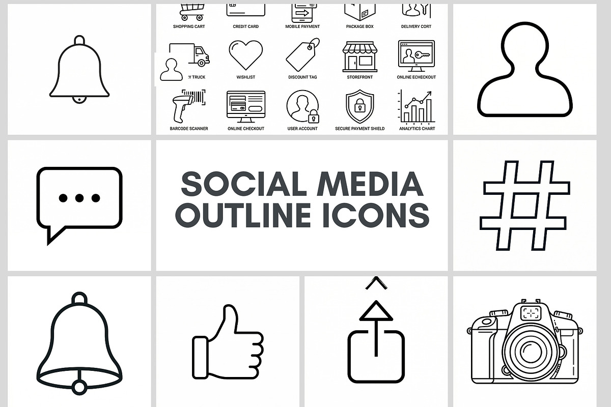 21 Vector EPS Social Media Outline, an Outline Icon by adenpinkstore (Photo 6 of 14)