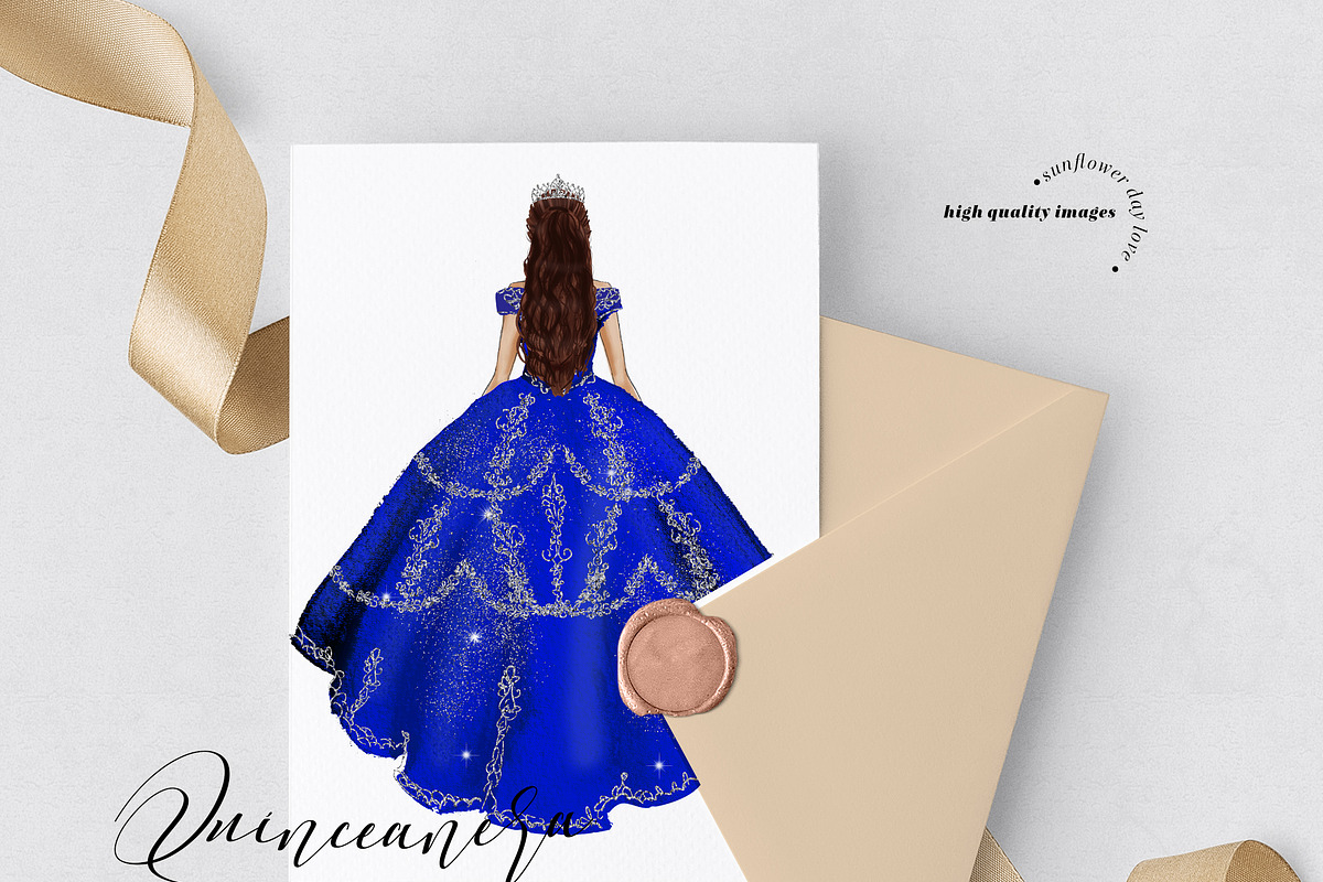 Elegant Royal Blue Princess Clipart, a Graphic by Sunflower Day Love (Photo 2 of 2)