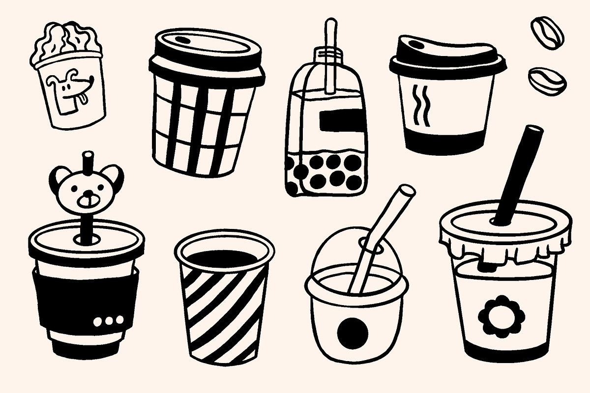 CAFE DOODLES | Graphic collection, a Food Illustration by katieromanoff_art (Photo 7 of 12)