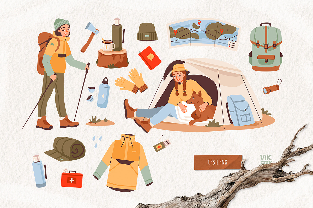 Cozy Travel & Hiking Adventure, a Sport Illustration by vik.stock (Photo 2 of 4)