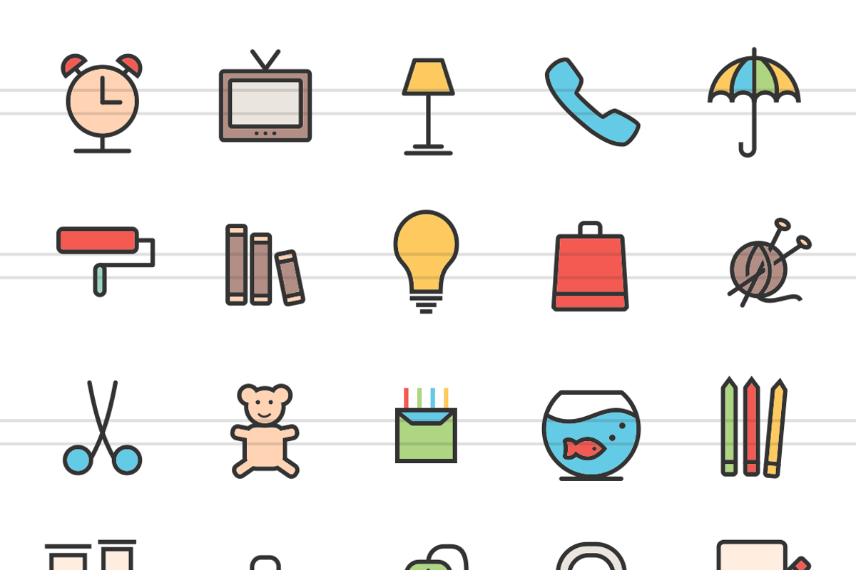 50 HouseholdObject Line Filled Icons preview 2
