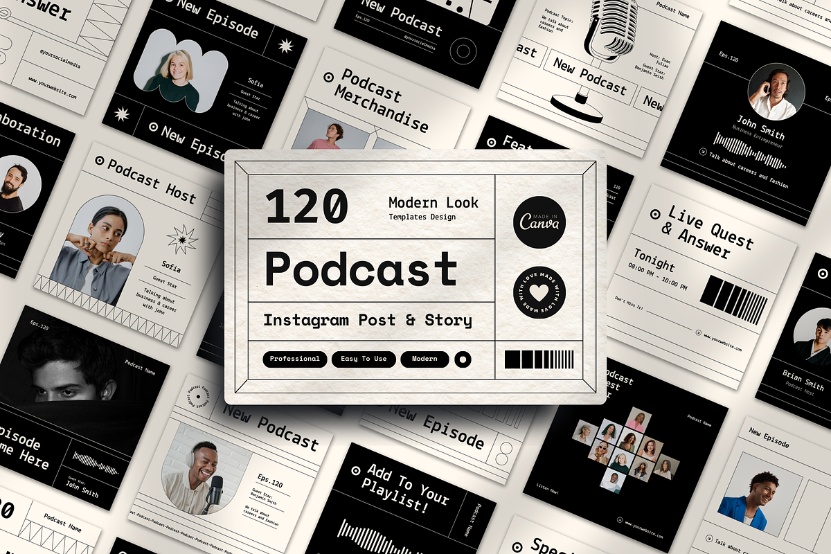 120 Podcast Instagram Template, a Social Media Template by Branding Victory STD (Photo 1 of 10)