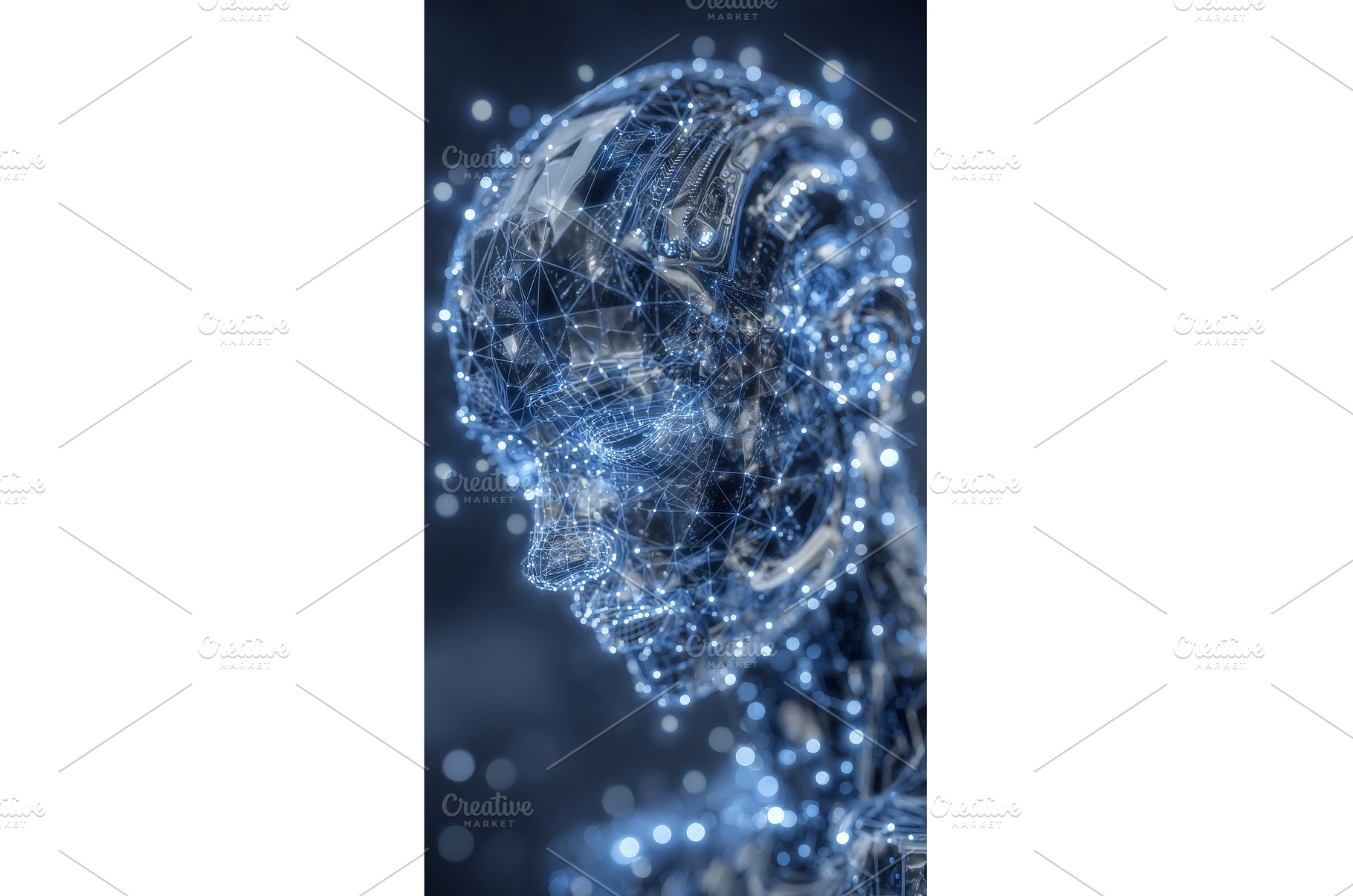 A luminous face in side profile is, a Technology Photo by ZinetroN