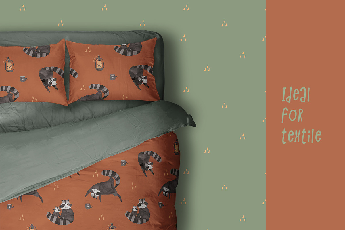 Cute Raccoons Watercolor, a Pattern Graphic by watercolor kamill (Photo 5 of 8)