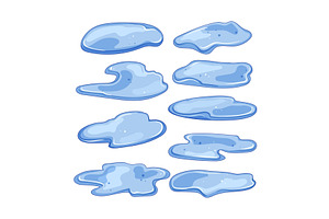 puddle set cartoon vector, an Object Illustration by pikepicture