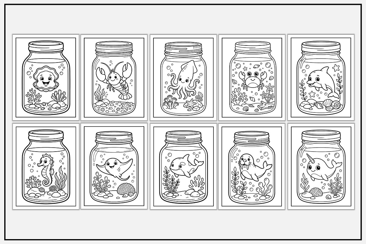 Sea Animal in a Jar Coloring Pages, an Animal Illustration by Lamia Emad (Photo 2 of 5)