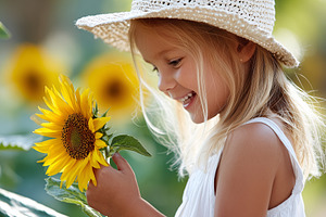 Smiling little girl in a straw hat, a Person Photo by MistyDay