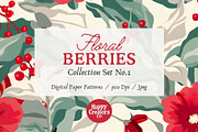 Floral Berries Digital Paper Pack, a Pattern Graphic by Happy Creators Co. (Thumbnail 7 of 8)