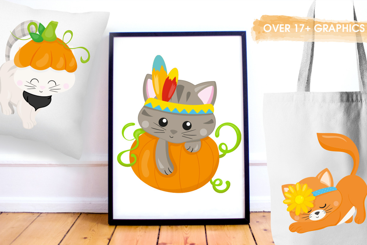 Thanksgiving Cat, an Animal Illustration by PrettyBundles (Photo 5 of 5)