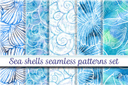 Sea shells seamless patterns set, a Pattern Graphic by Graphic Magic (Thumbnail 1 of 3)