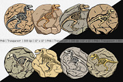 Dino Fossil Clipart, a Graphic by Artnoy (Thumbnail 2 of 5)