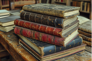 Aged Antique books. Generate Ai, a Background Photo by Ylivdesign