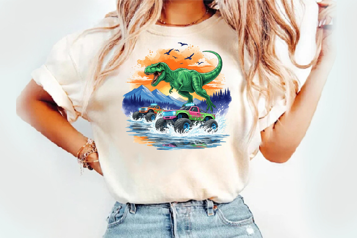 Dinosaur Big Trucks png, an Illustration by Watercolor design (Photo 2 of 3)