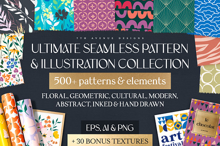 Hand Drawn Floral, Geo, & Abstract, a Texture Illustration by 7th Avenue Designs