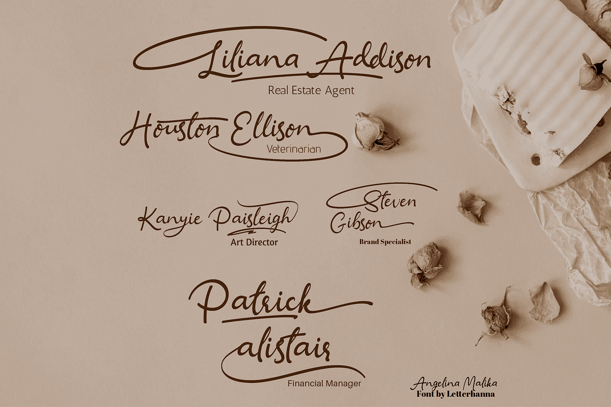Angelina Malika Font, a Handwritten Font by Letterhanna Studio (Photo 11 of 15)